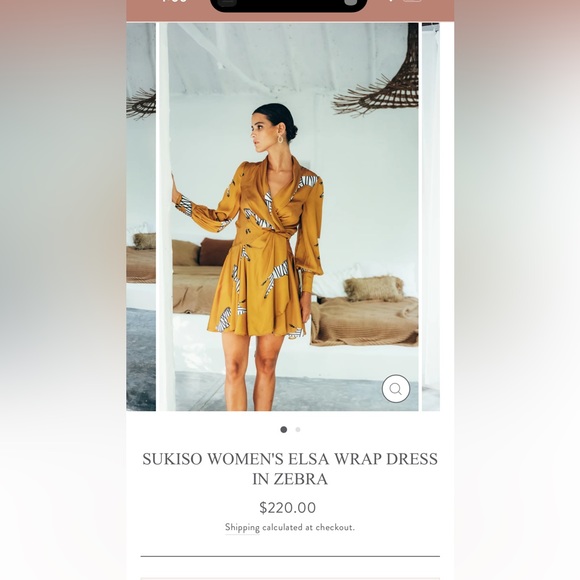 NWT! ⭐️ SukiSo Gold Elsa Wrap Dress in Zebra - Picture 8 of 16